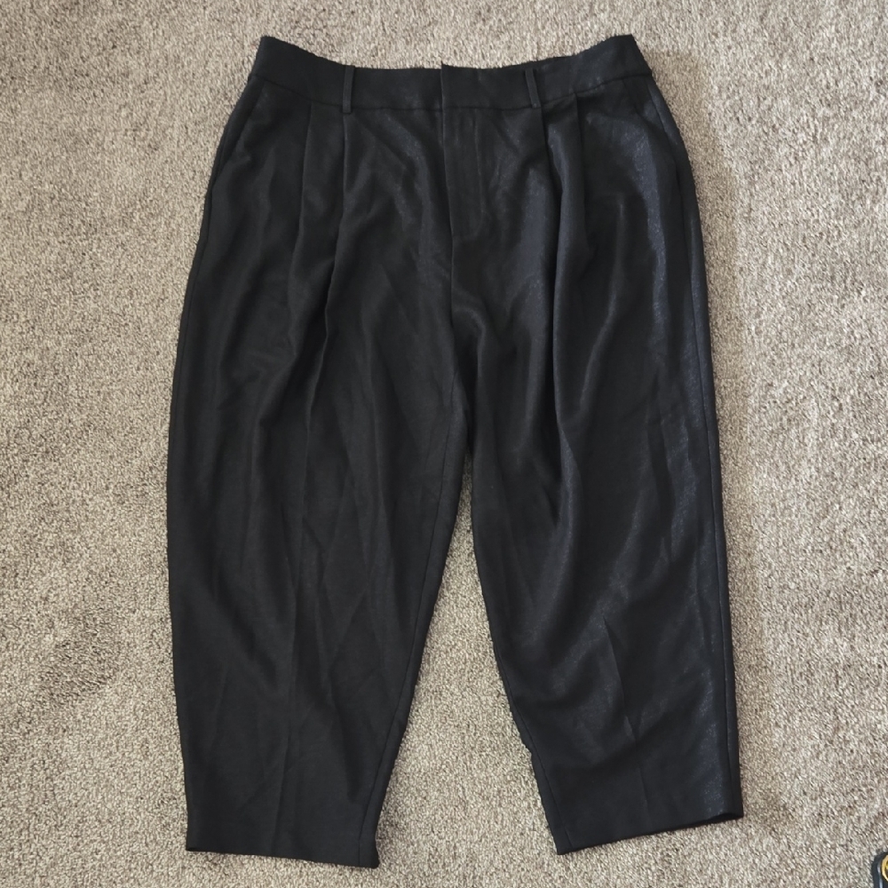 Shein Motf Black Cropped Pleated Pants